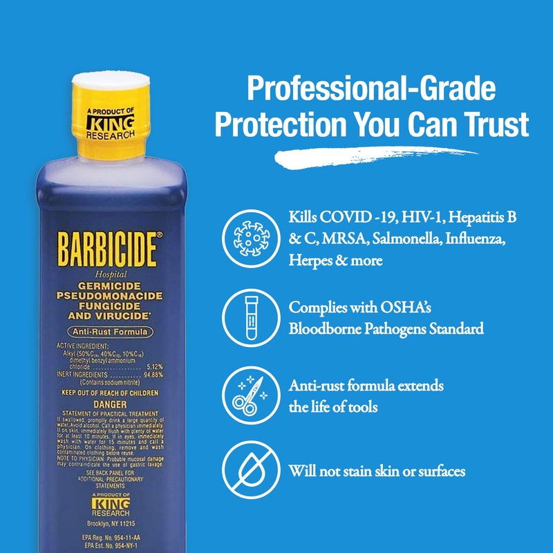 BARBICIDE Disinfectant Jar and Concentrate Starter Set (37 Oz Jar +16 Fl Oz)â€“ Professional Salon, Spa & Barber Tool Sanitizing Kit - Image 3